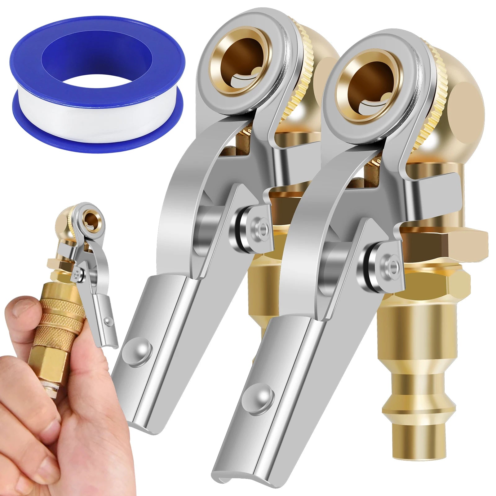 Closed Ball Tire 1/4inch FNPT Durable Closed Flow Tire Inflator Air Car Tire Air Chuck Inflator Pump Valve Connector CM World