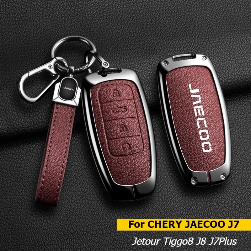 ‌For CHERY JAECOO J7 Jetour Tiggo8 J8 J7Plus ZincAlloy Car Key Case Bag Keychain Protective Cover Car Smart Remote Key Fob Shell