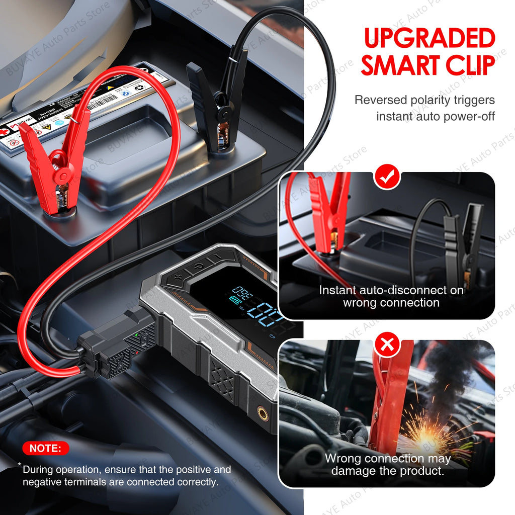 2026 Newest Portable Car Jump Starter 6000A, 153PSI Tire Inflator for 12L Petrol & Diesel Engines, With EVA Storage Case