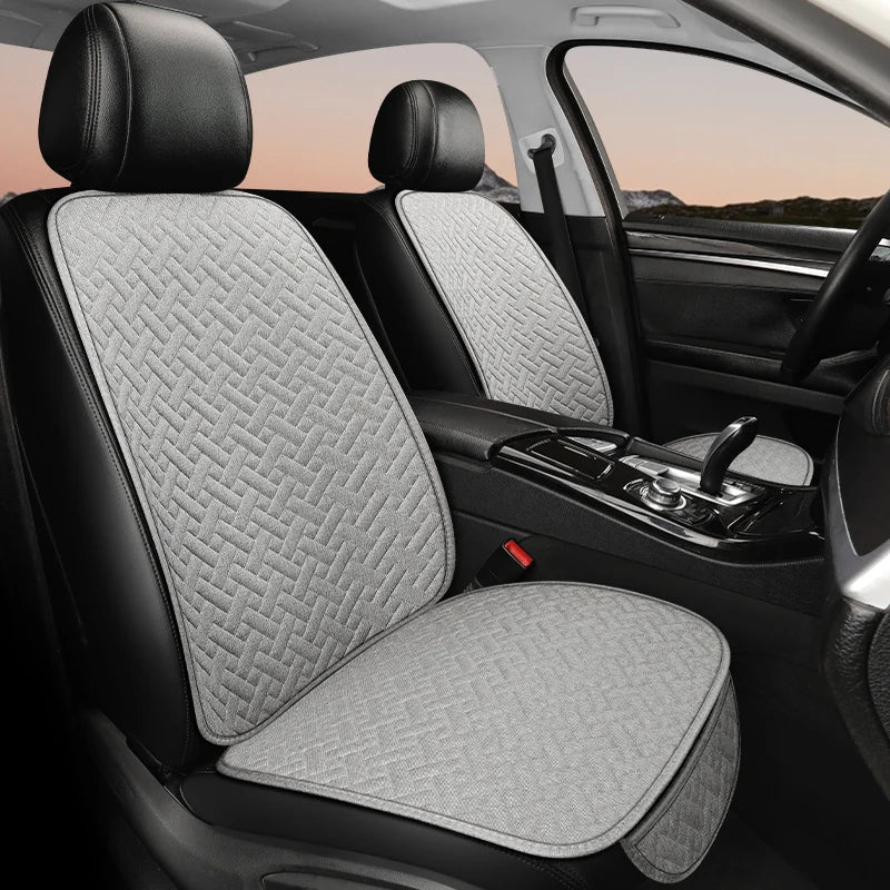Car Seat Cushion, All Season Universal Linen Car Seat Cushion Cover, Anti Slip, Wear-Resistant, Small Three Piece Rear Seat