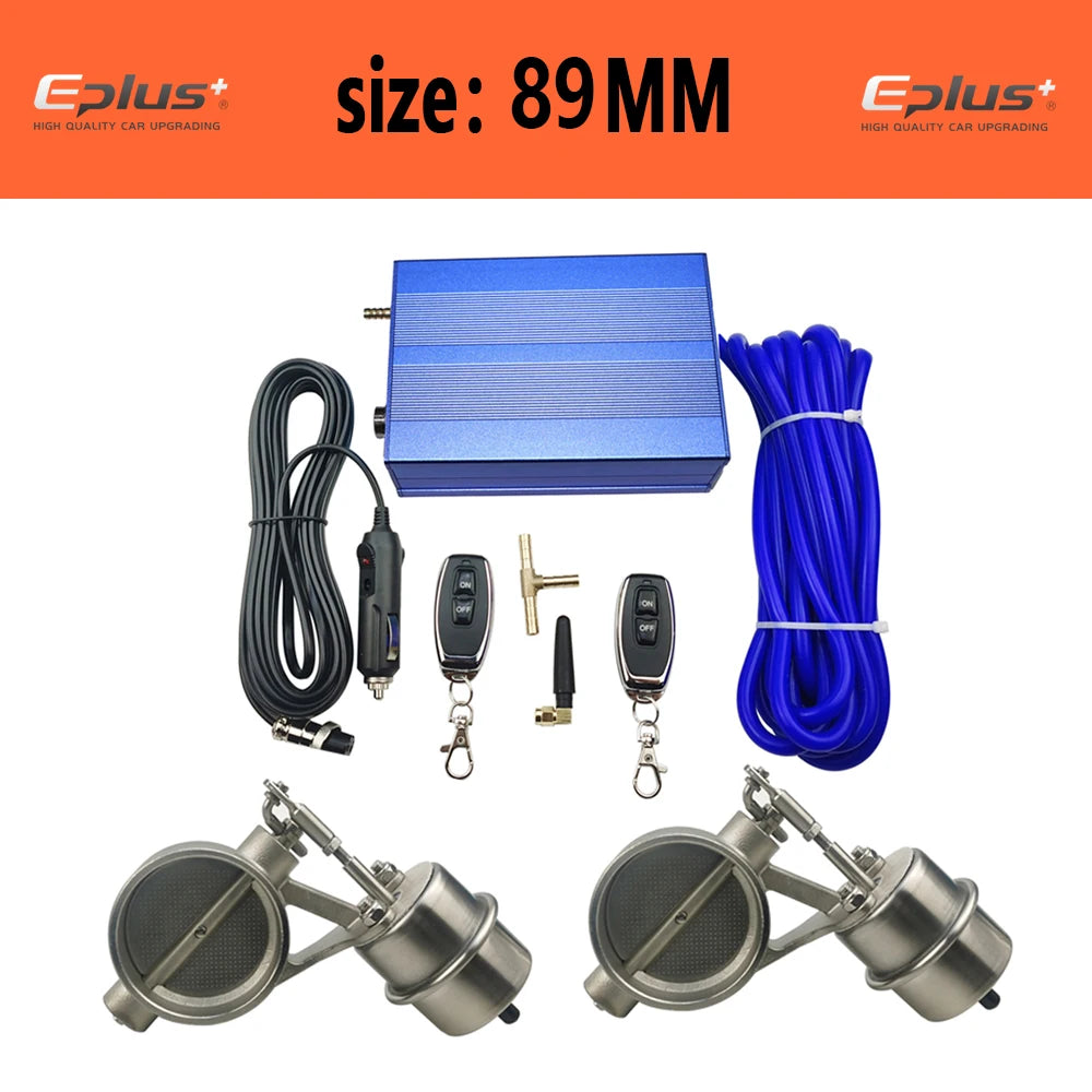 EPLUS Universal Car Exhaust Pipe System Control Valve dampers Vacuum Controller Device Remote Controller Switch 51 63 76MM Blue