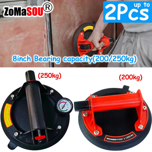 1-2Pcs 8 Inch Vacuum Suction Cup Glass Sucker Loading 200kg Heavy Duty Vacuum Lifter Industry Spreader to Tile Windshield Window CM World