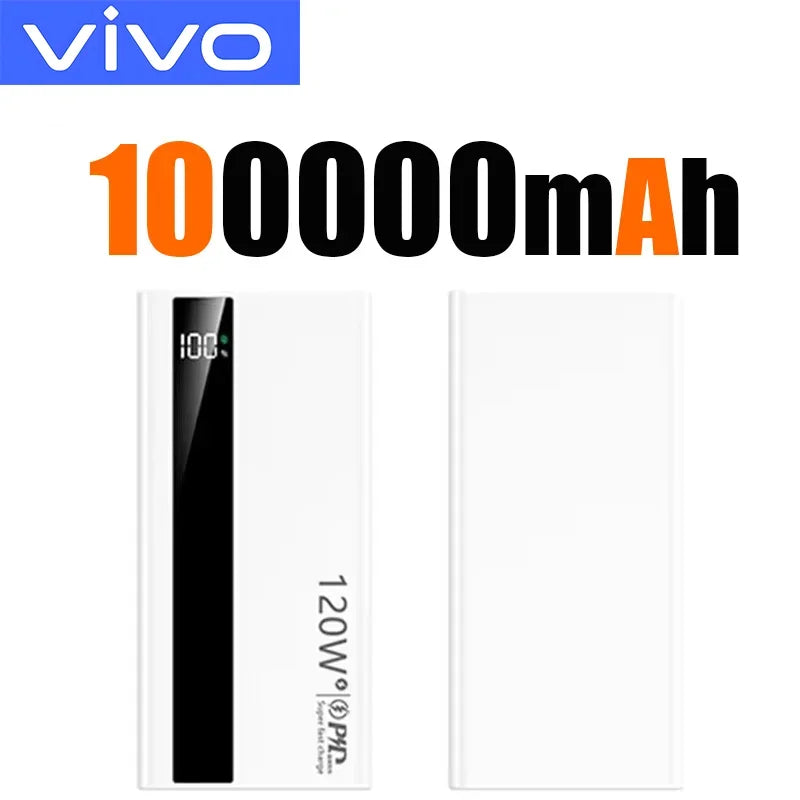 VIVO 500000mAh High Capacity Power Bank 120W Super Fast Charging External Battery Portable Battery Charger For iPhone Samsung