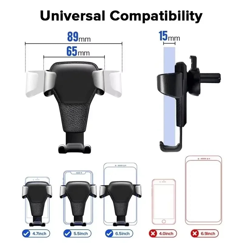 Universal Gravity Auto Lock Phone Holder Car Air Vent Clip Mount Mobile Phone Stand Cellphone Bracket Support For iPhone Samsung