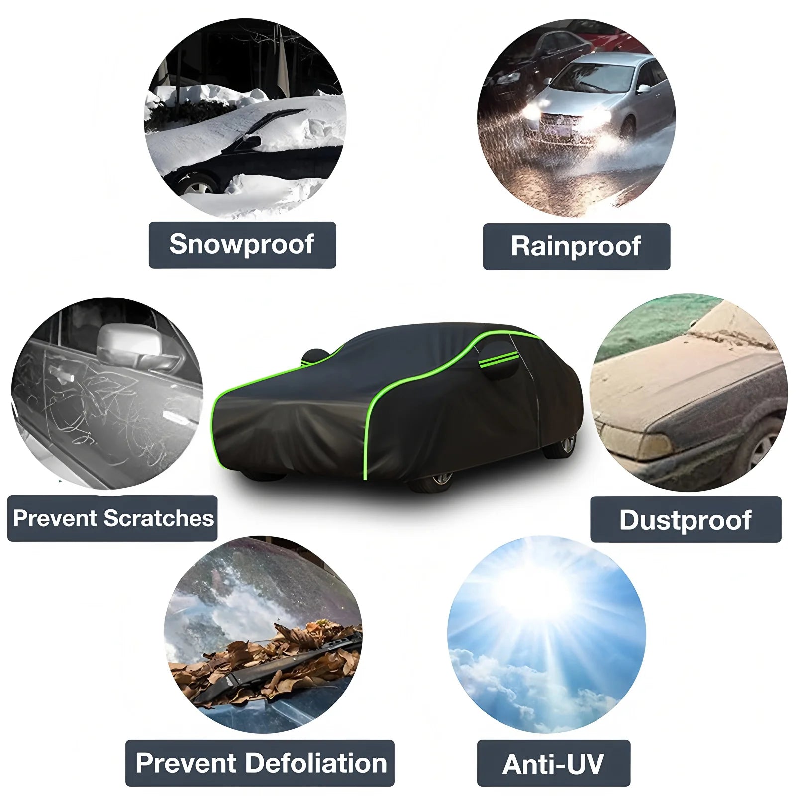 Universal Car Covers With Reflective Strip Fit For Audi Mercedes Benz Volkswagen Mazda And So On Black Car Cover Dust-proof Snow Car Mobile World