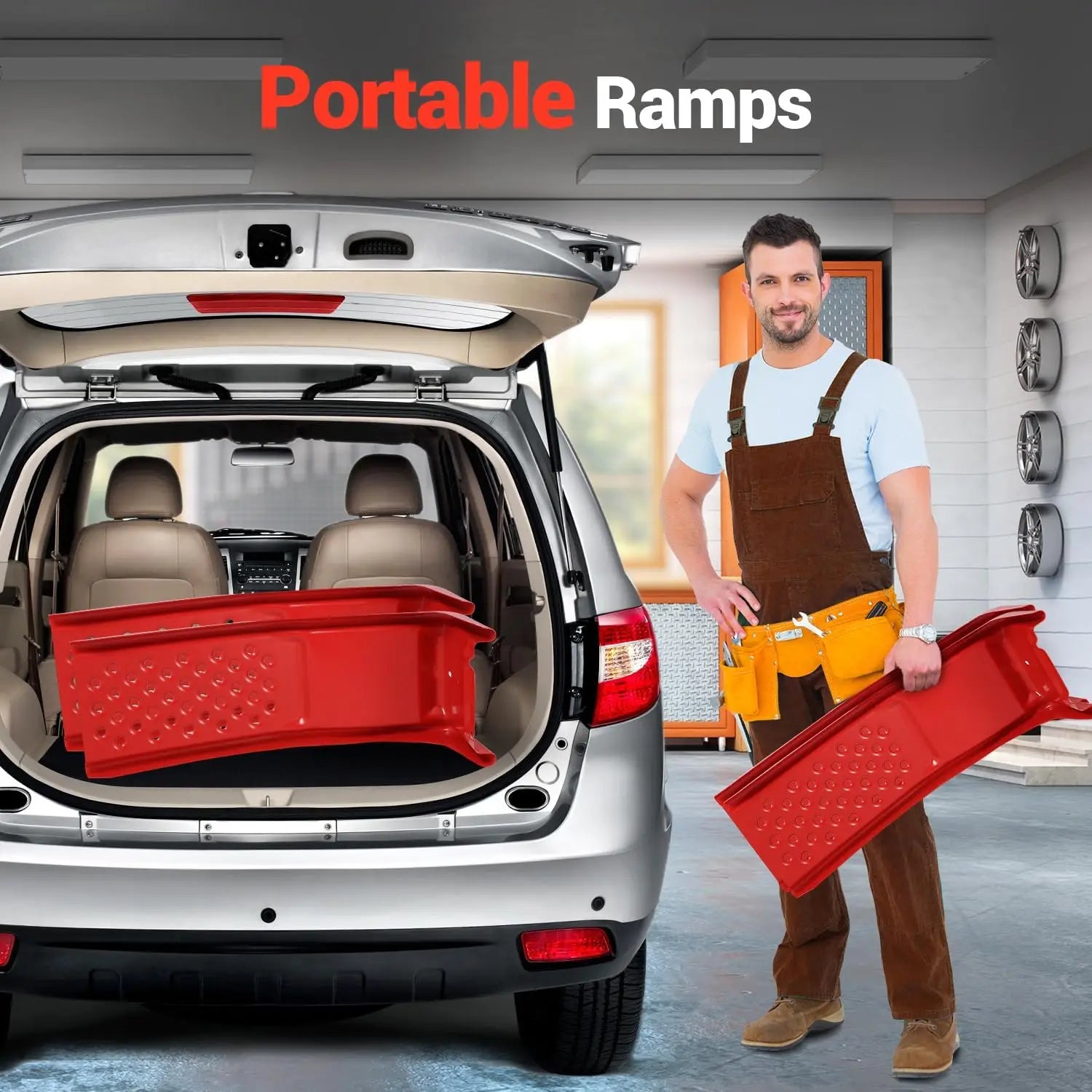 2 Pack 8000 Lbs Capacity Steel Car Ramps Heavy Duty Truck Ramps For Car Repair & Vehicle Maintenance Garage Vehicle Lift Ramps CM World