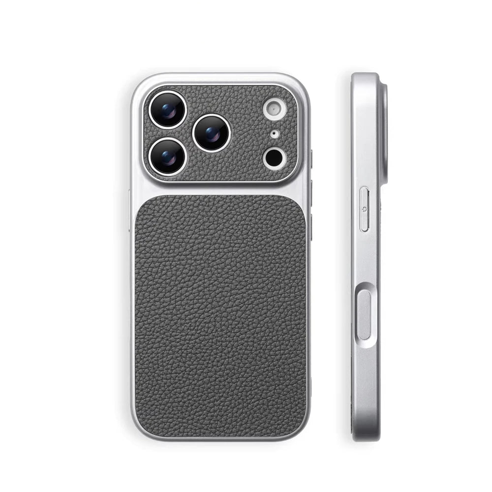 Luxury Lychee Texture Leather Matte Hard Case For iPhone 17 Pro Max 16 15 14 13 12 ProMax Full Lens Protection Back Cover Shell