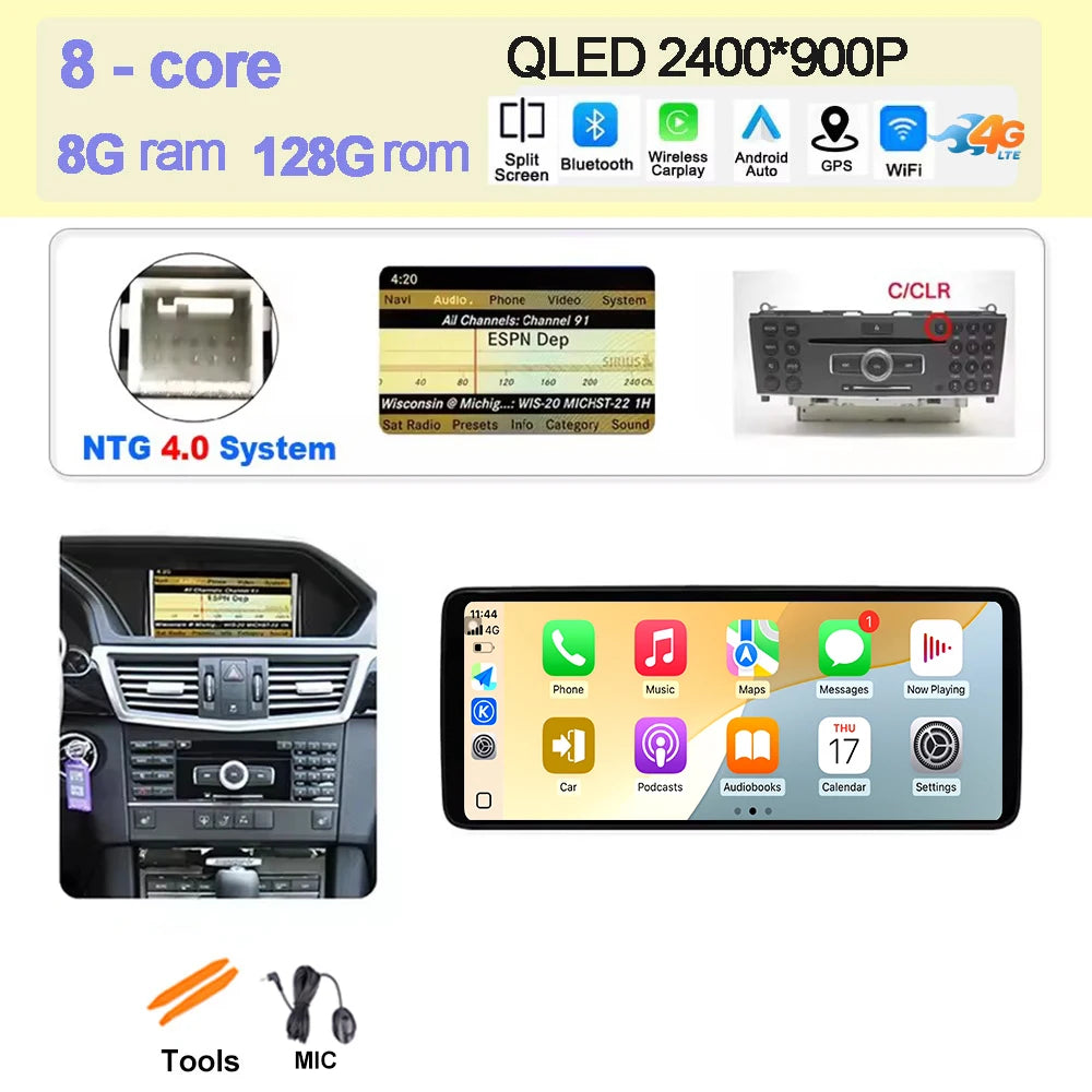 Wireless Carplay Car Radio Multimedia For Mercedes Benz E Class W212 2009 - 2016 QLED Screen 4G Android 15 Auto Accessories Ster CM World
