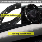 1pc Diamond Leather Shiny Universal Car Steering Wheel Cover 15 Inch - Black White
