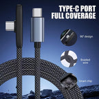 90 Degree USB Type C Cable 100W Quick Charging Data Transfer Cables Portable Right Angle USB-C Wire for IPhone Samsung Xiaomi
