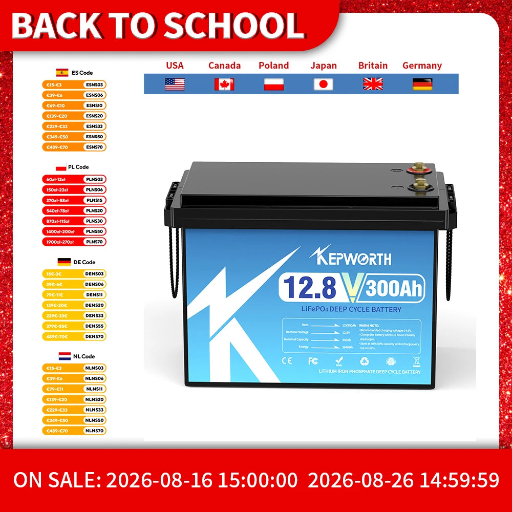 Limited Time Promotion EU Stock 12V Lifepo4 Battery 100Ah 120Ah 180Ah 200Ah 300Ah Support  Series for RV Marine Trolling Motor