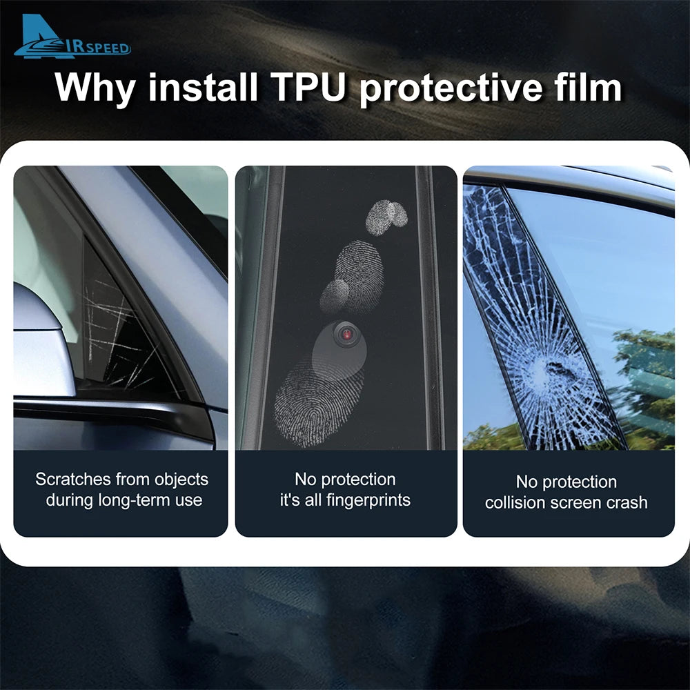 For Tesla Model Y 2025 A Pillar Outer Triangle Carbon Fiber Pattern TPU Film Interior Decoration Car Modification Accessories Car Mobile World