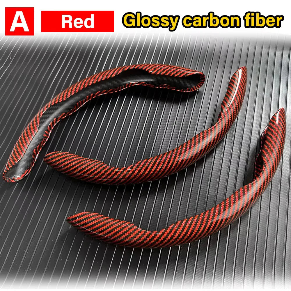 3PCS Carbon Fiber Car Round Steering Wheel Cover Non-Slip Steering Cover Protector Anti Dust Washable Interior Auto Accessories CM World