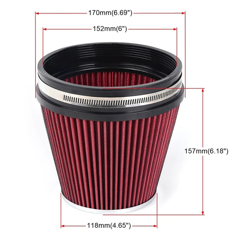 Top Sale Car Universal 6 Inch High Flow Intake Air Filter Car Engine Air Inlet 152Mm Mushroom Style Car Modified Filter Parts