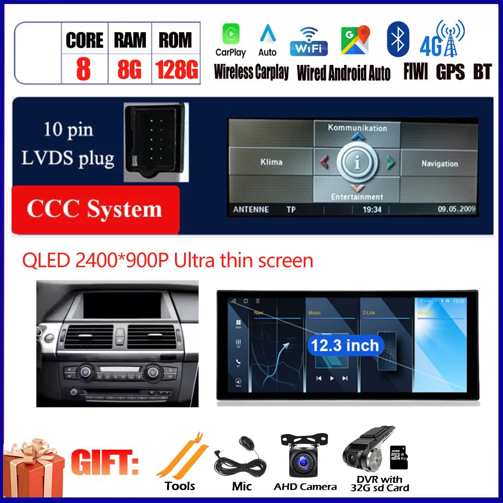 Car Accessories For BMW X5 E70 X6 E71 2008 - 2013 QLED 4G DSP Carplay Android Auto Car Radio Multimedia Player GPS Navi BT WiFi CM World