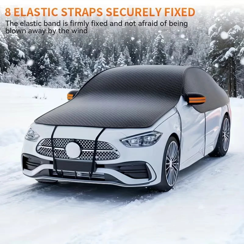 Car Half Cover Windshield Snow Cover Anti-UV Sun Shade Waterproof Dustproof Frost Guard Winter Summer Universal Protection Car Mobile World