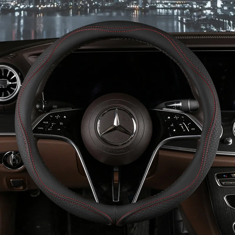 Car Anti-Slip Leather Steering Wheel Cover Universal Car Steering Wheel Protective Cover Fashion Style 38cm Sport Style Cool CM World