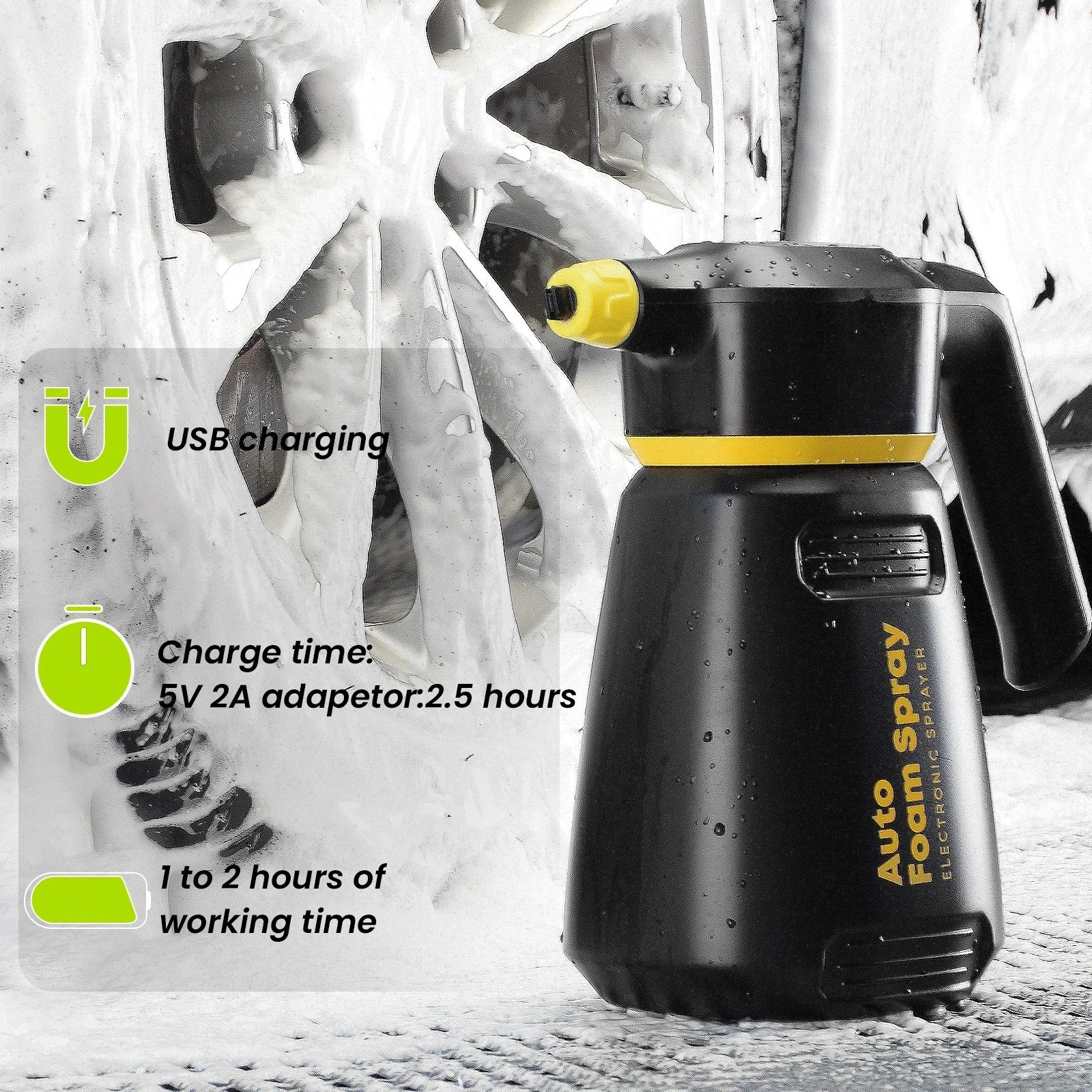 foamboss Electric Foam Sprayer Car Wash Home Garden Clean Detailing Snow Foam Cannon High Pressure Water CM World