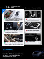Anker Car Charger 75W Super Fast Charging Retractable Cable Ufcs Cigarette Lighter For Phone Various Types Tablet Laptop