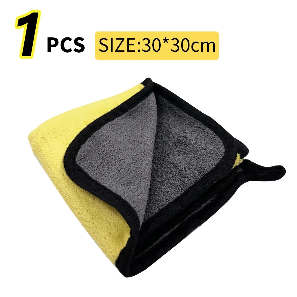 Car Wash Microfiber Towel 30x30/60CM Car Cleaning Drying Cloth Hemming Car Care Cloth Detailing Car Wash Towel CM World