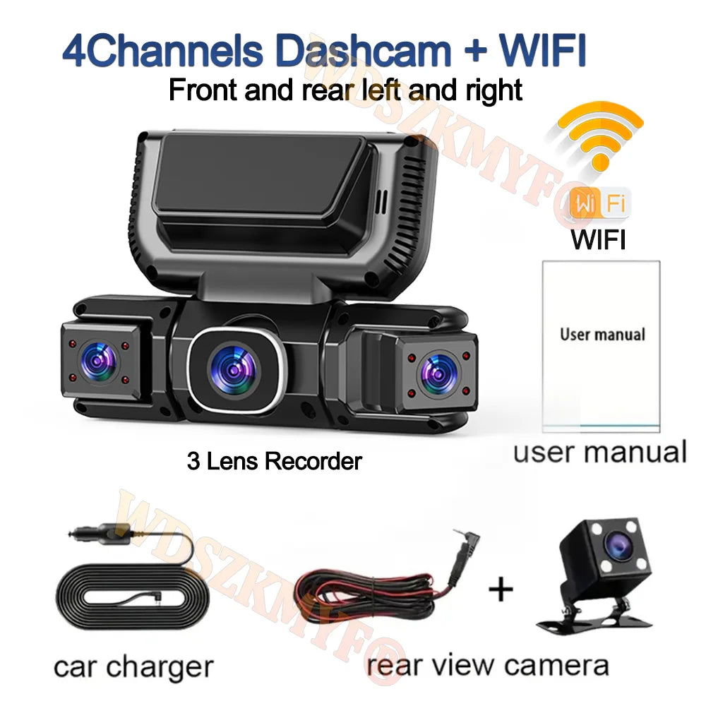 New 360 Degrees Car DVR 1080P 4Camera Video Recorder WIFI Dash Cam Front Right Left Rear View Camera 24h Parking Monitor Gift Car Mobile World