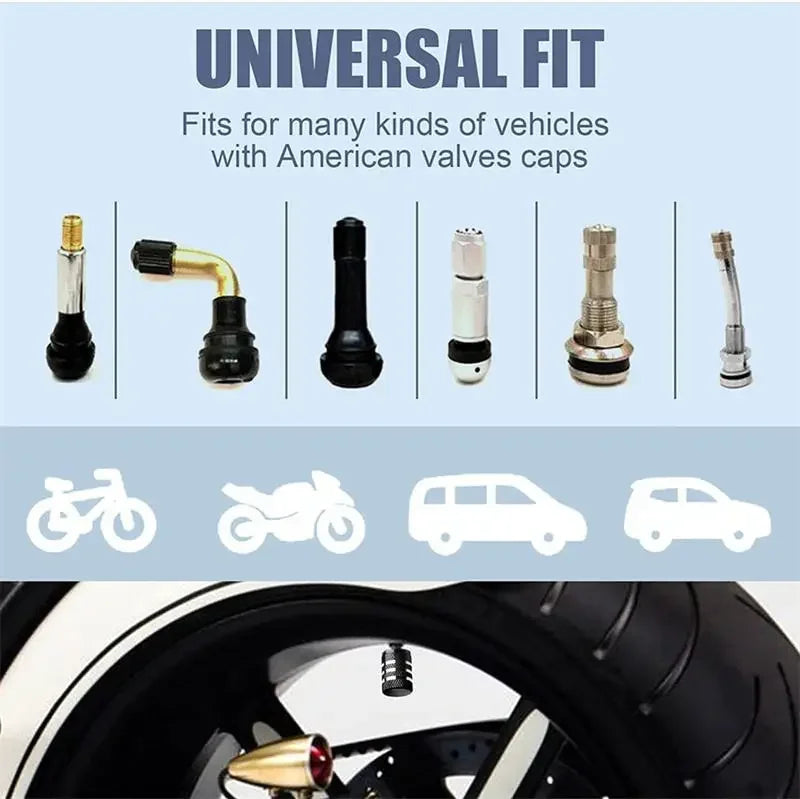 4PCS Car Tire Valve Stems Cap Knurling Style Tire Valve Cap Aluminum Tire Wheel Stem Air Valve Cap Universal Car Accessories CM World