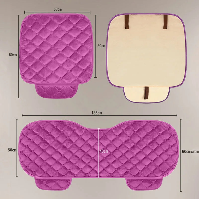 7PCS Set Warm Plush Car Seat Cushion Cover Backrest Front Rear Seat Protector Case Wear-resistant Universal Auto Accessories