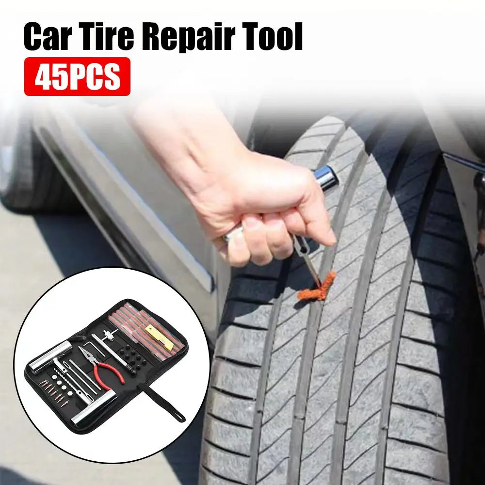Tyre Repair Kit 45PCS Motorcycle Car Accessories Studding Tool Set Puncture Pug Set Car Tire Repair Tool  Auto Bike Tire Repair CM World