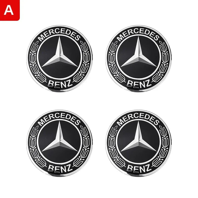 56mm60mm65mm75mm Car Wheel hub Center Cap Badge covers sticker 4pcs Mercedes Benz W204 W205 W212 W213 W177 W176 W117 X253 W247 CM World