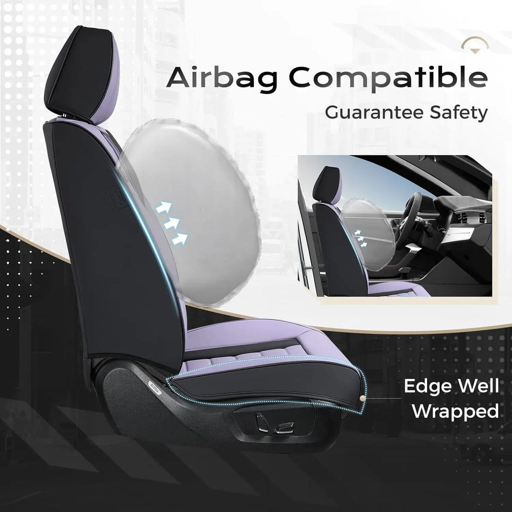 Universal Waterproof Leather Car Seat Covers Full Set, Front and Back Protectors for Most Vehicles CM World