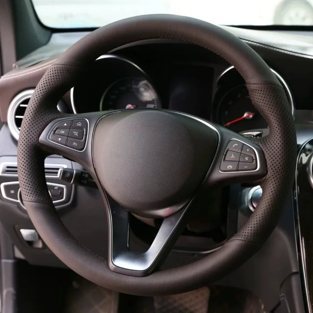 Car Steering Wheel Cover Carbon Fiber Leather For Mercedes Benz W176 W246 W205 C117 C218 X218 W213 X156 X253 W166 X166 EQV W447 CM World