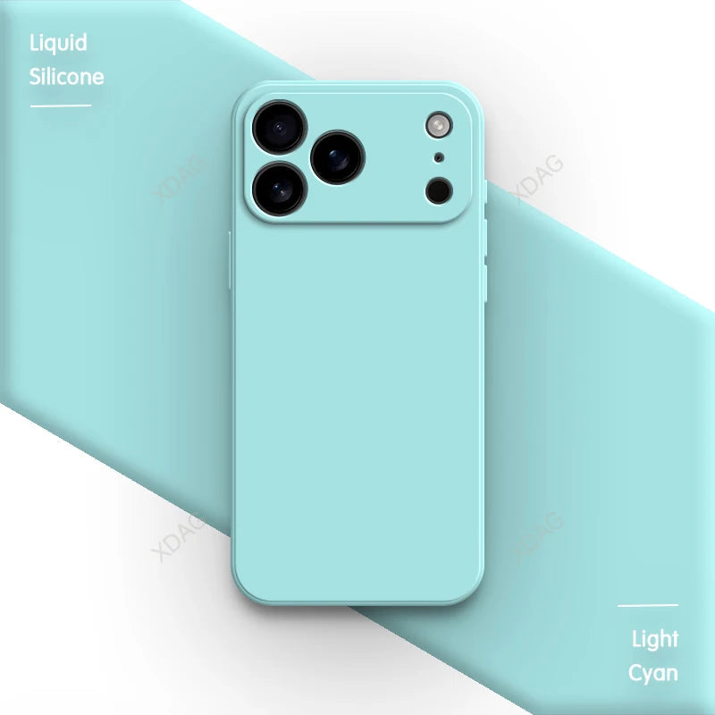 Liquid Silicone Original Phone Case for iPhone 17 Pro Max Air 17Pro 17Max 5G Straight Edge Lens Protection Soft Basic Back Cover Car Mobile World