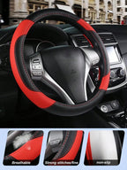 PU Leather Car Steering Wheel Cover - Breathable Microfiber, Anti-Slip & Wear-Resistant, Universal Fit for 37-38cm Wheels CM World