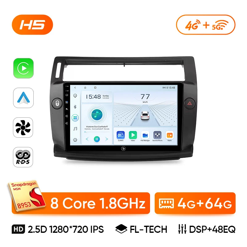 Ainavi Car Radio For Citroen C4 C-Triomphe C-Quatre 2004 2005 2006 2007 2008 2009 Wireless Carplay Android Auto Multimedia 2 Din CM World