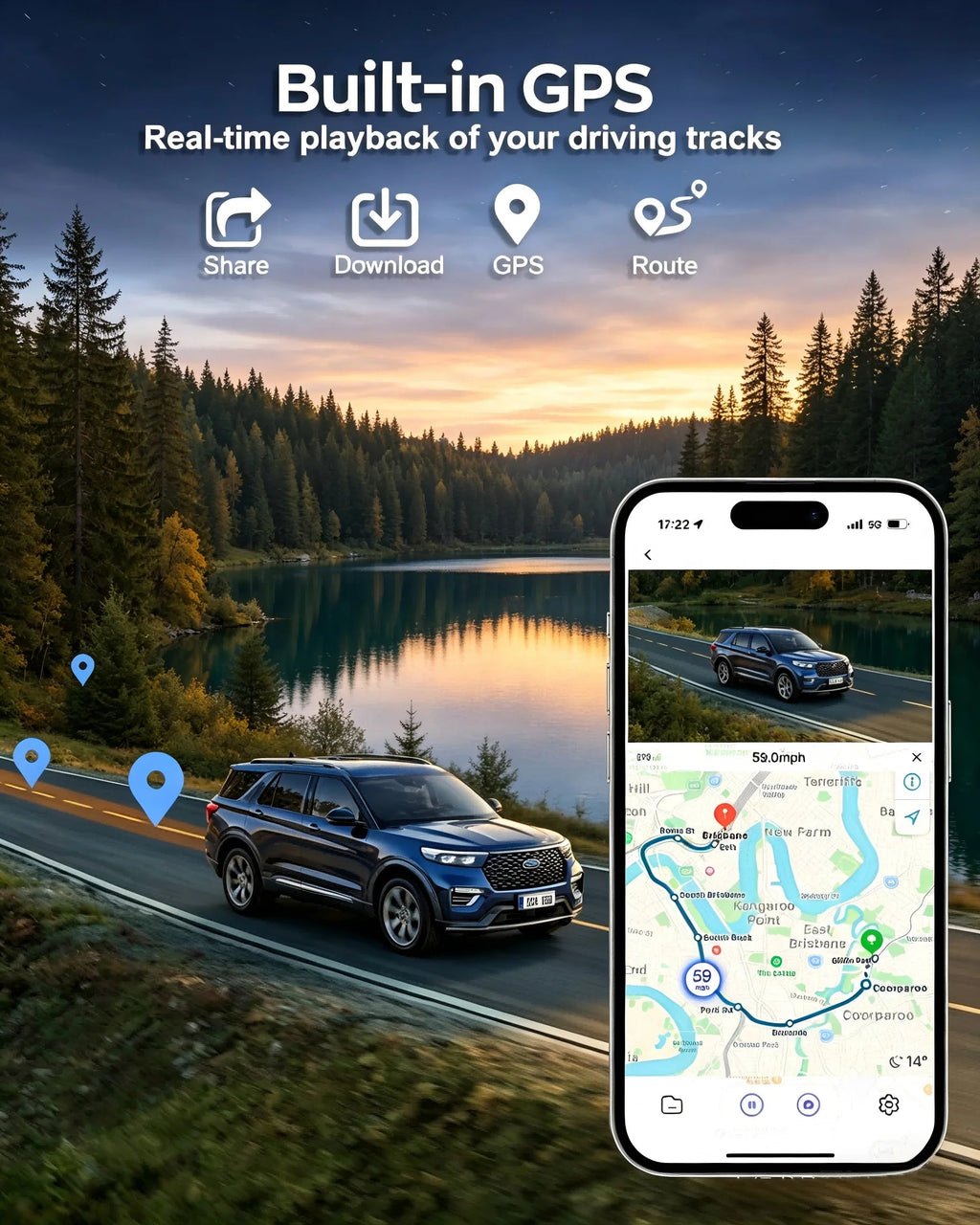 4K UHD Recording Dash Cam Video Recorder Car Camera DVR Night Vision Wi-Fi GPS 24H Parking Mini Front Rear Black Box Monitor Car Mobile World