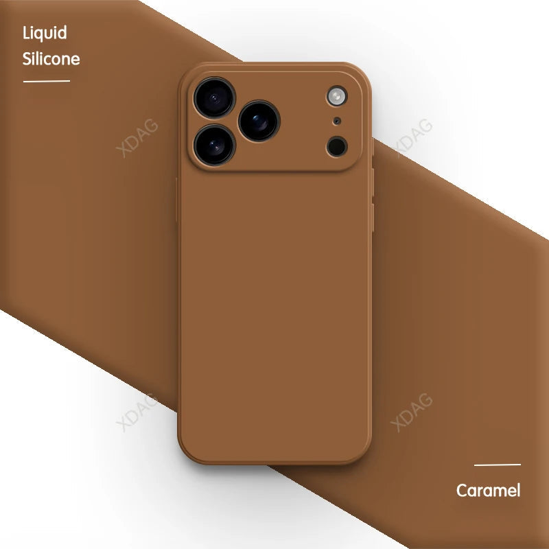 Liquid Silicone Original Phone Case for iPhone 17 Pro Max Air 17Pro 17Max 5G Straight Edge Lens Protection Soft Basic Back Cover Car Mobile World