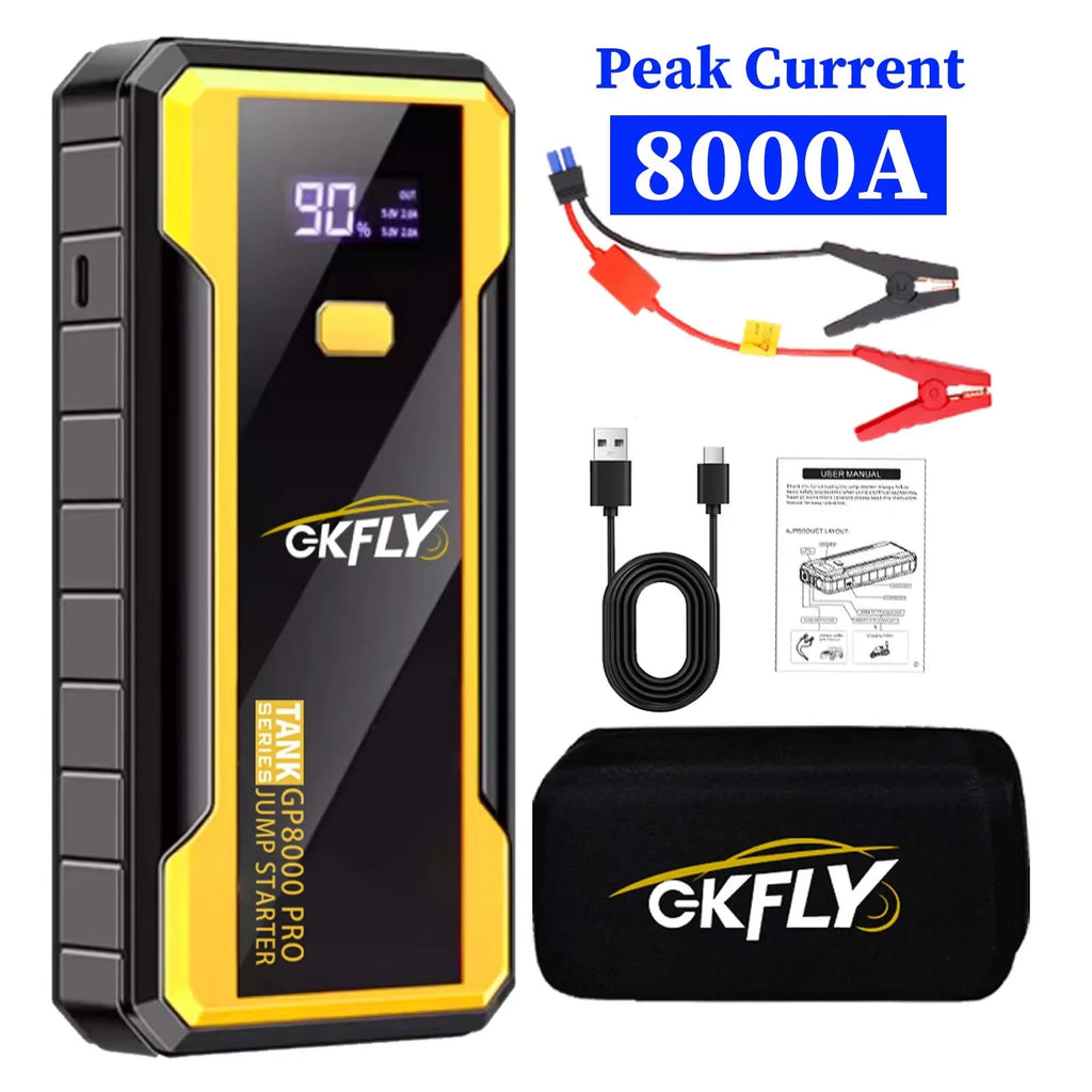 New GKFLY 24000mAh Car Jump Starter Power Bank 8000A 88.8Wh Car Battery Charger Auto Emergency Booster Starting Device