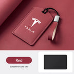 For Tesla Model 3 Model S X Y Keychain Accessories Leather Car Smart NFC Card Key Case Fob Cover Protector Shell