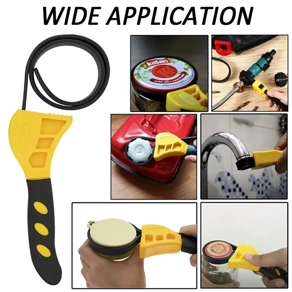 6inch Belt Wrench Oil Filter Puller Strap Spanner Chain Wrench Strap Opener, Adjustable Disassembly Tool Opener Tool Car Mobile World