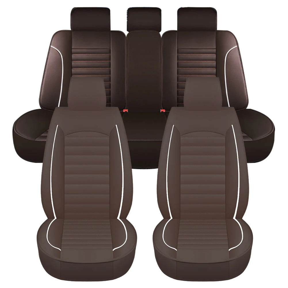 Full Set Leather Automobile Seat Protection Cover Universal Car Seat Covers Soft Automotive Covers Cushion for Car Truck SUV Van CM World