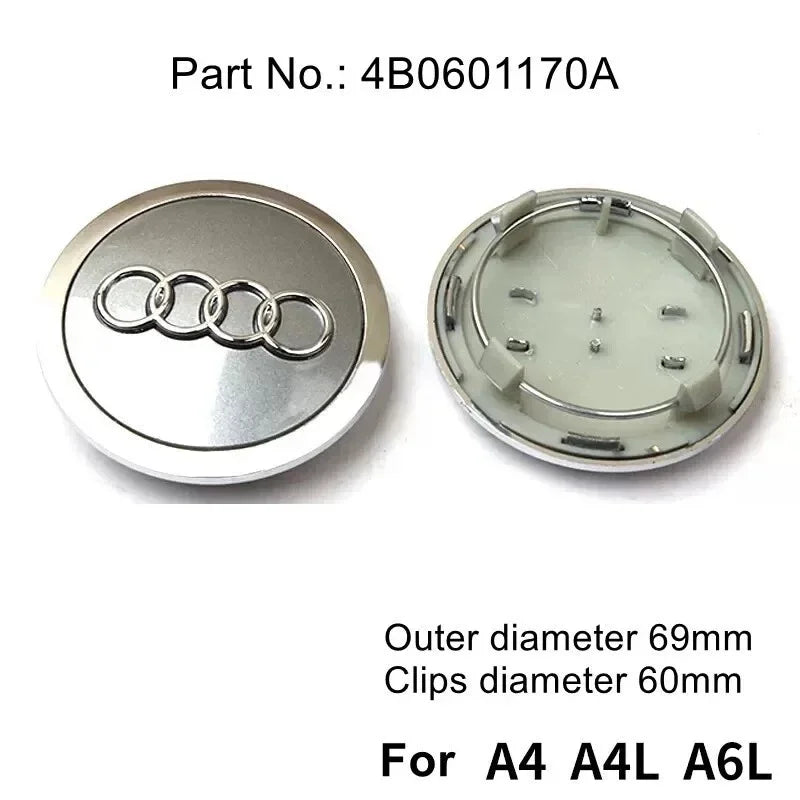 Audi 4pcs 60mm 61mm 68mm 69mm 123mm Car Styling Wheel Center Cap Hub Covers Badge for Audi A3 A4 A5 A6 A7 A8 S4 S6 Sticker CM World