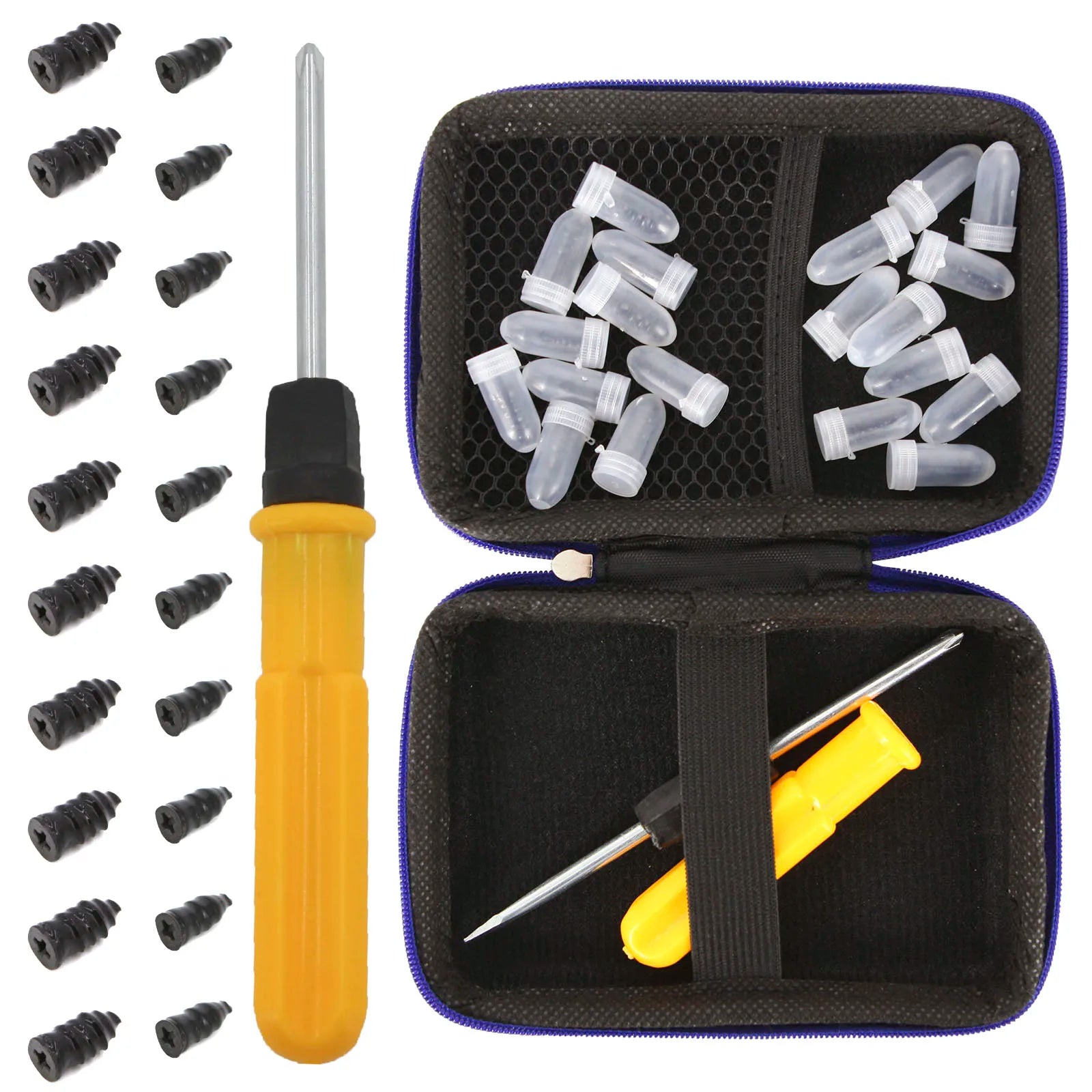 Universal Tubeless Tire Repair Kit - Emergency Puncture Tools w/Rubber T-Plugs for Car/Motorcycle On-Road Vacuum Seal CM World