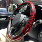 3PCS Laser Carbon Fiber Silicone Car Round Steering Wheel Cover Fiber Leather Wheel Booster Auto Cover Non-Slip Universal parts CM World