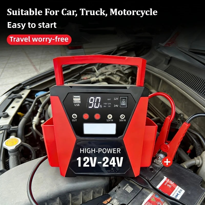 56000mAh Heavy Duty 12V/24V Car Jump Starter with 4000A Peak Current Booster  Power Bank Jumpstarter for Truck Battery