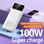30000mAh Digital Display Power Bank  With LED Light Portable External Battery 100W High Speed Fast Charger For All Smart Phones