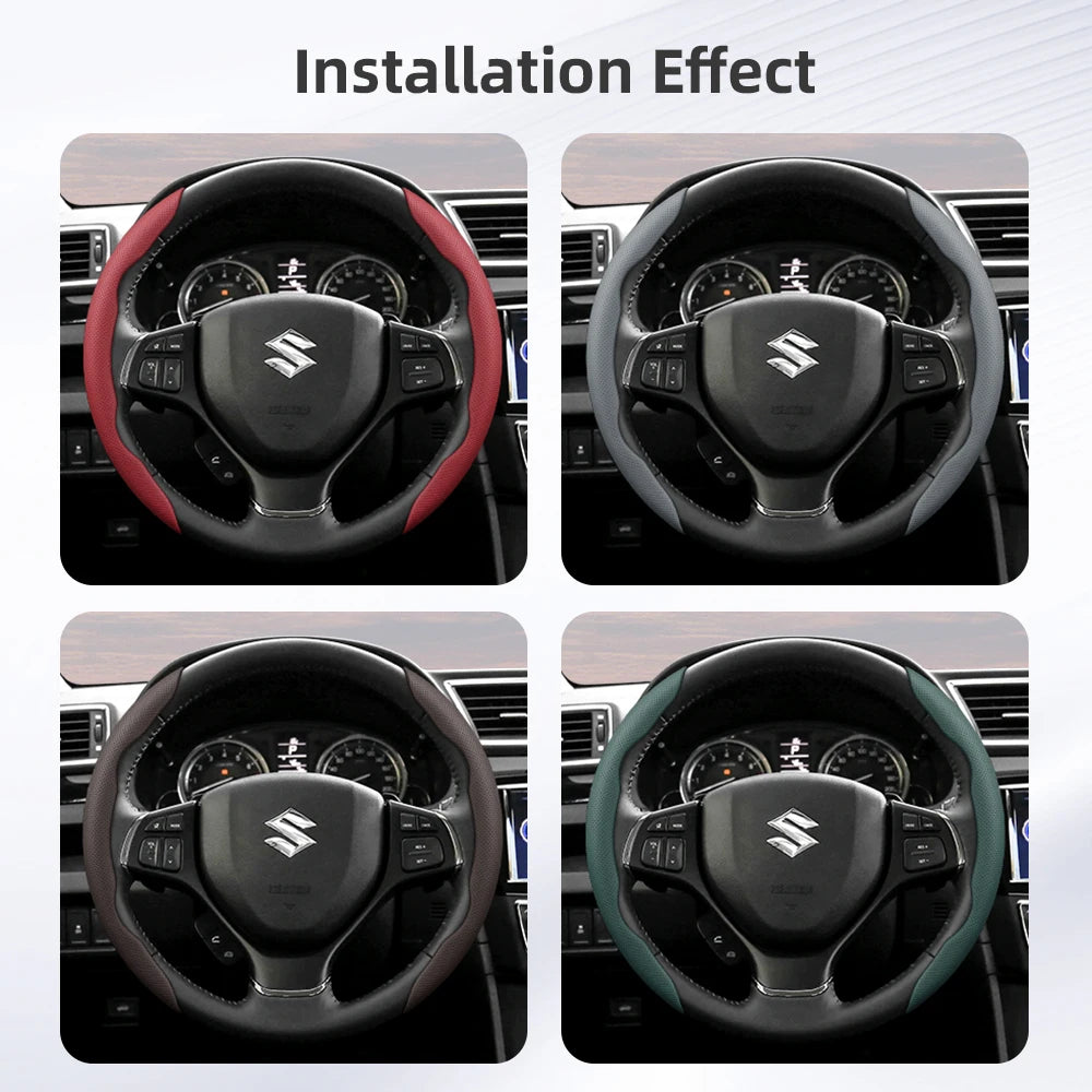 Suitable for Suzuki Breathable Hole Leather Steering Wheel Cover Segmented Quick Release Design Anti-Slip and Durable Swift 2011 Sx4 Grand Vitara Jimny Solio S-Cross Alto Liana Baleno 2013 Zc32S Sport Ly Accessories Ciaz CM World