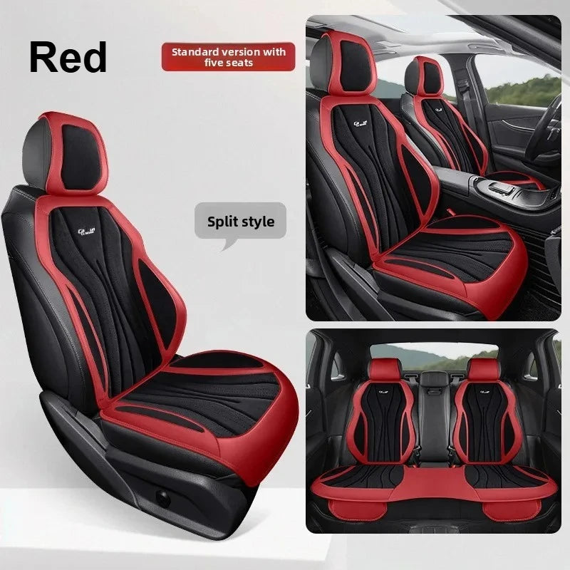 Luxury Suede Leather Car Seat Cover Full Set Non Slip Seat Cushion Car Accessories Interior Universal Car Seat Protective Covers CM World