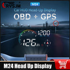 M24 GPS+OBD Car Head Up Display on Board Computer Compass Speed Voltmeter RPM Fuel Level Water Temp Car Accessories With Alarm