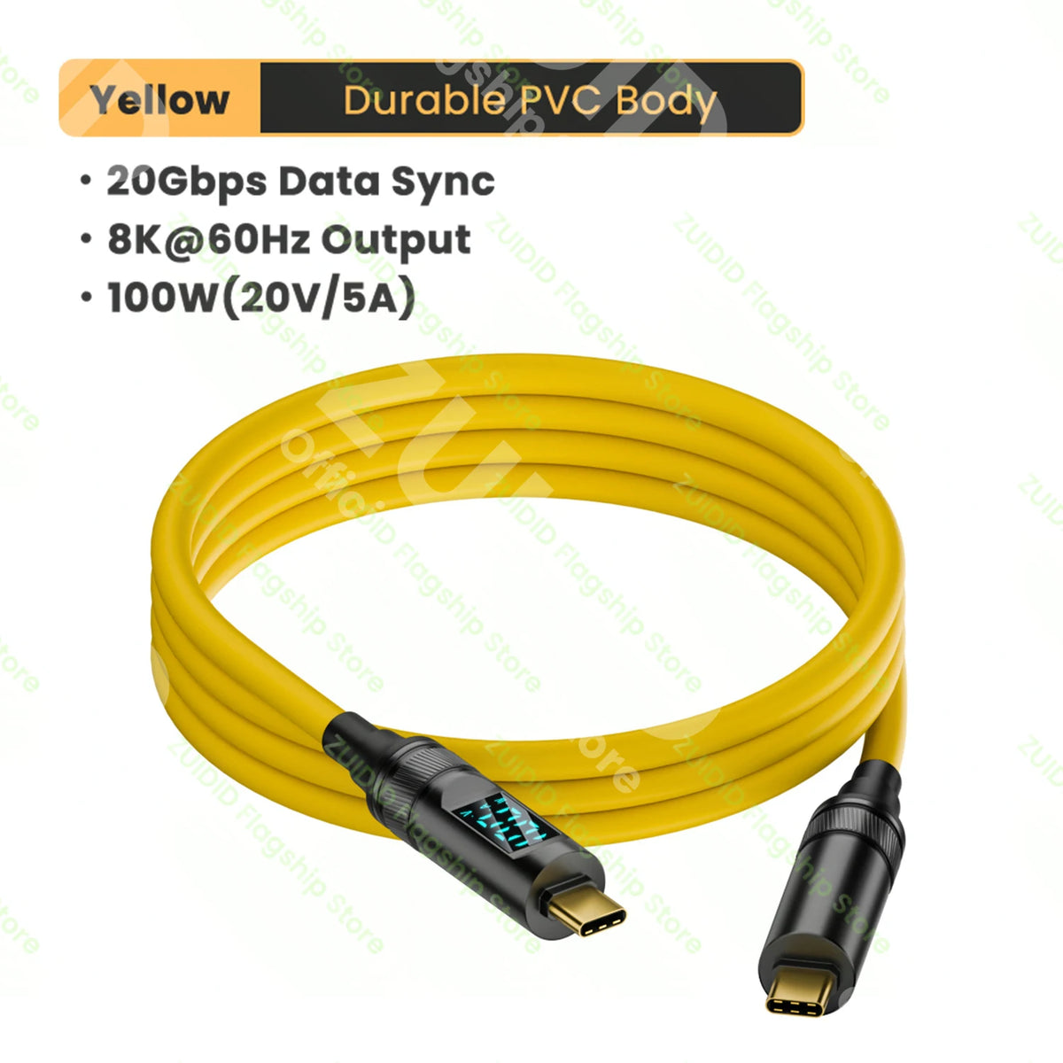 LED Display USB3.2 10Gbps USB C to Type C ThunderBolt 3 Cable 100W 5A USB-C Cord For iPhone 15 Pro MacBook Pro Samsung Xiaomi 2m