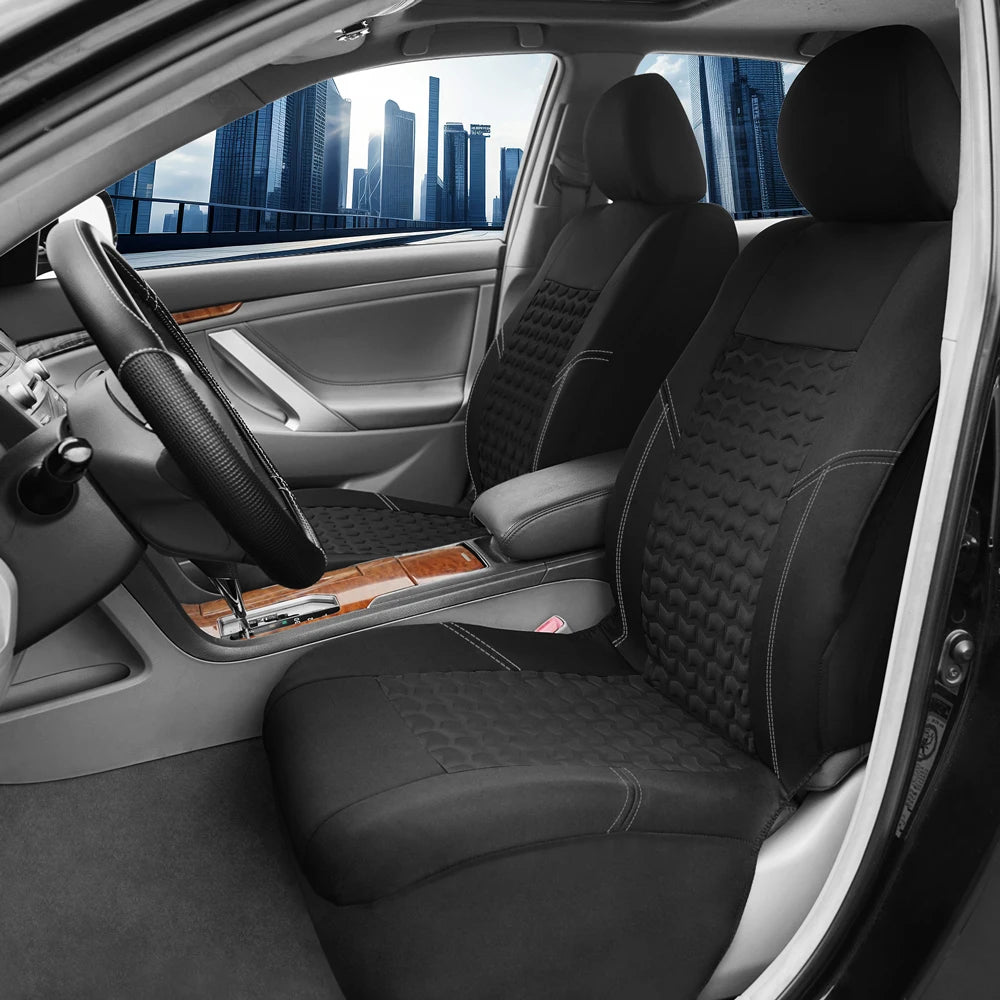 AUTOKING Car Seat Covers Tire Texture Press Breathable Fabric Seat Covers for Car 3 Zipper for Rear Seat Backrest CM World